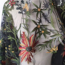 Load image into Gallery viewer, Embroidered Bridal Tulle - Autumn Flower Fabric - By the Yard