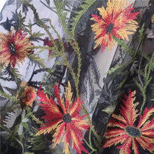 Load image into Gallery viewer, Embroidered Bridal Tulle - Autumn Flower Fabric - By the Yard