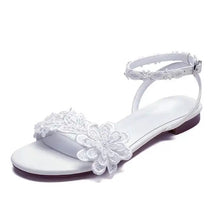Load image into Gallery viewer, Floral Lace Flat Shoes | White or Ivory