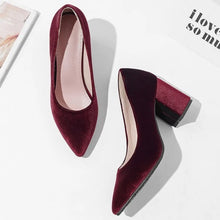 Load image into Gallery viewer, Velvet Block Heels