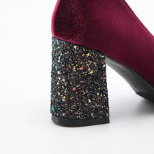 Load image into Gallery viewer, Velvet Block Heels