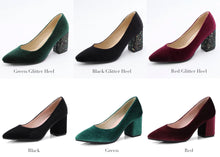 Load image into Gallery viewer, Velvet Block Heels