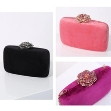 Load image into Gallery viewer, Velvet Clutch Bag with Rose