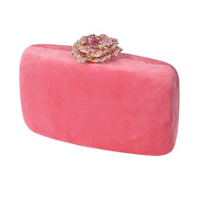 Load image into Gallery viewer, Velvet Clutch Bag with Rose
