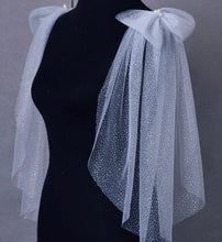 Load image into Gallery viewer, Sparkle Tulle Bridal Bow Dress Sleeves | Ivory White Champagne