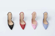 Load image into Gallery viewer, Lace Sling Back | Blue, Pink, Red | 3 -10cm Heels