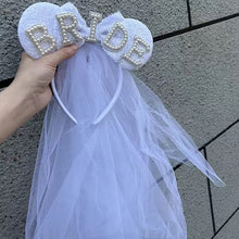 Load image into Gallery viewer, Disney Ear Pearl Bride Headband & Veil