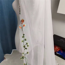 Load image into Gallery viewer, Secret Garden Orange Embroidered Edge Wedding Veil – Floral Tulle Veil, Long Length