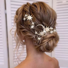 Load image into Gallery viewer, Celestial Cluster Hair Pins – Moon & Star Bridal Hair Accessories