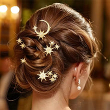 Load image into Gallery viewer, Celestial Cluster Hair Pins – Moon & Star Bridal Hair Accessories