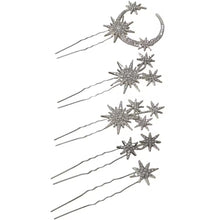 Load image into Gallery viewer, Celestial Cluster Hair Pins – Moon & Star Bridal Hair Accessories