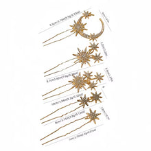 Load image into Gallery viewer, Celestial Cluster Hair Pins – Moon & Star Bridal Hair Accessories