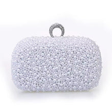 Load image into Gallery viewer, White with Silver Pearl Clutch Bag