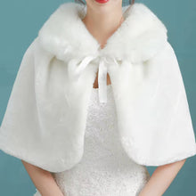 Load image into Gallery viewer, Winter Wedding Cape, Fur Bridal Shrug