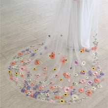 Load image into Gallery viewer, 3D Floral Wedding Veil with Comb - Cathedral Length Pastel Flower Bridal Veil