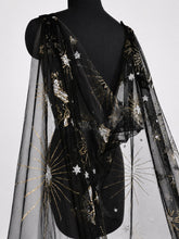 Load image into Gallery viewer, Luxury Black Celestial Wedding Cape