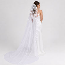 Load image into Gallery viewer, 3D Embroidered Floral and Pearl Wedding Veil, 100-300cm