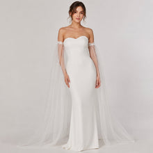 Load image into Gallery viewer, Bicep Wedding Cape with Lace, Detachable Dress Sleeves, Bridal Wings, Veil, Bride Cape