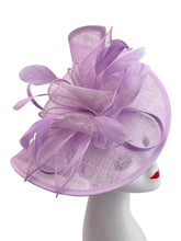 Load image into Gallery viewer, Asymmetric Sinamay Fascinator with Feathers