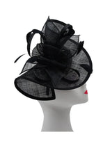 Load image into Gallery viewer, Asymmetric Sinamay Fascinator with Feathers