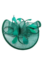 Load image into Gallery viewer, Asymmetric Sinamay Fascinator with Feathers
