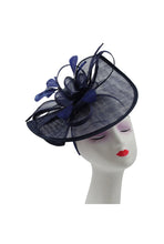 Load image into Gallery viewer, Asymmetric Sinamay Fascinator with Feathers