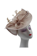 Load image into Gallery viewer, Asymmetric Sinamay Fascinator with Feathers