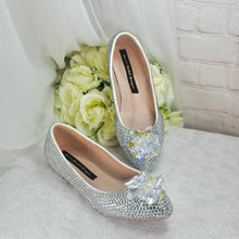 Load image into Gallery viewer, Cinderella Crystal Flat Wedding Shoes – Custom Colours
