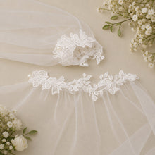 Load image into Gallery viewer, Bicep Wedding Cape with Lace, Detachable Dress Sleeves, Bridal Wings, Veil, Bride Cape