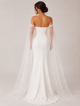 Load image into Gallery viewer, Bicep Wedding Cape with Lace, Detachable Dress Sleeves, Bridal Wings, Veil, Bride Cape
