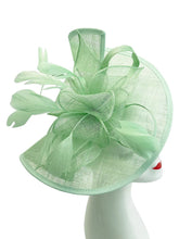 Load image into Gallery viewer, Asymmetric Sinamay Fascinator with Feathers