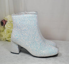 Load image into Gallery viewer, Glitter Bridal Boots – Sparkling Block Heel Wedding Ankle Boots