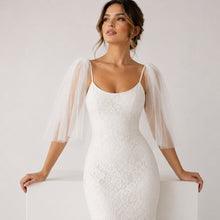 Load image into Gallery viewer, Removable sleeves, glitter detachable sleeves, white black light ivory bridal sleeves