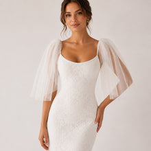 Load image into Gallery viewer, Removable sleeves, glitter detachable sleeves, white black light ivory bridal sleeves