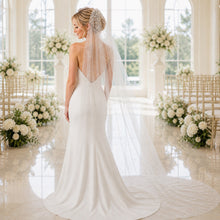 Load image into Gallery viewer, Pearl Veil - Cathedral Length Bridal Veil, Wedding Veil with Pearl Details