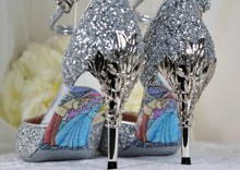 Load image into Gallery viewer, Silver Glitter Bridal Sandals - UK4 - Ready to Ship
