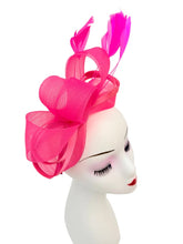 Load image into Gallery viewer, Bow Shaped Fascinator with Satin Loops and Feathers