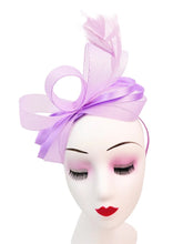 Load image into Gallery viewer, Bow Shaped Fascinator with Satin Loops and Feathers