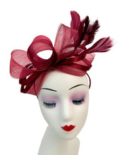 Load image into Gallery viewer, Bow Shaped Fascinator with Satin Loops and Feathers