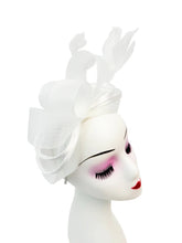 Load image into Gallery viewer, Bow Shaped Fascinator with Satin Loops and Feathers