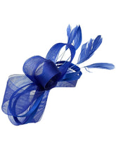 Load image into Gallery viewer, Bow Shaped Fascinator with Satin Loops and Feathers