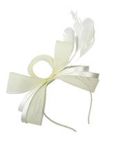 Load image into Gallery viewer, Bow Shaped Fascinator with Satin Loops and Feathers