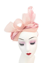 Load image into Gallery viewer, Bow Shaped Fascinator with Satin Loops and Feathers