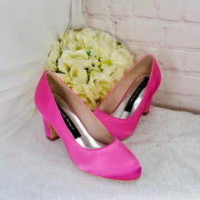 Load image into Gallery viewer, Dena Satin Bridal Shoes – Block Heel Wedding Court Shoes in 20+ Colours