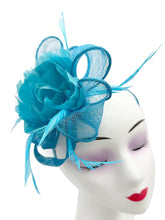 Load image into Gallery viewer, Peony Feather Flower Fascinator