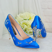 Load image into Gallery viewer, Cobalt Blue Filigree Bridal Shoes - UK4 - Ready to Dispatch