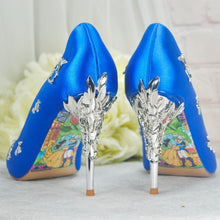 Load image into Gallery viewer, Cobalt Blue Filigree Bridal Shoes - UK4 - Ready to Dispatch