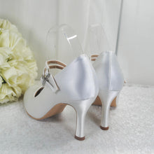 Load image into Gallery viewer, White Satin Mary Jane Bridal Shoes - UK4 - Ready to Dispatch