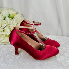 Load image into Gallery viewer, Burgundy Round Toe Shoes with Ankle Strap - UK4 - Ready to Dispatch