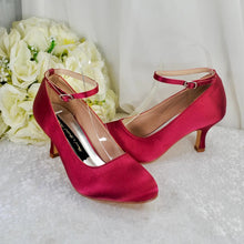 Load image into Gallery viewer, Burgundy Round Toe Shoes with Ankle Strap - UK4 - Ready to Dispatch